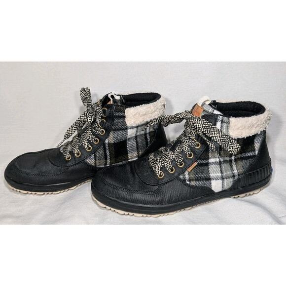 Keds Scout III Black Shearling Madras Plaid Ankle Duck Boots Womens Sz 8 WF65488 - Picture 2 of 6